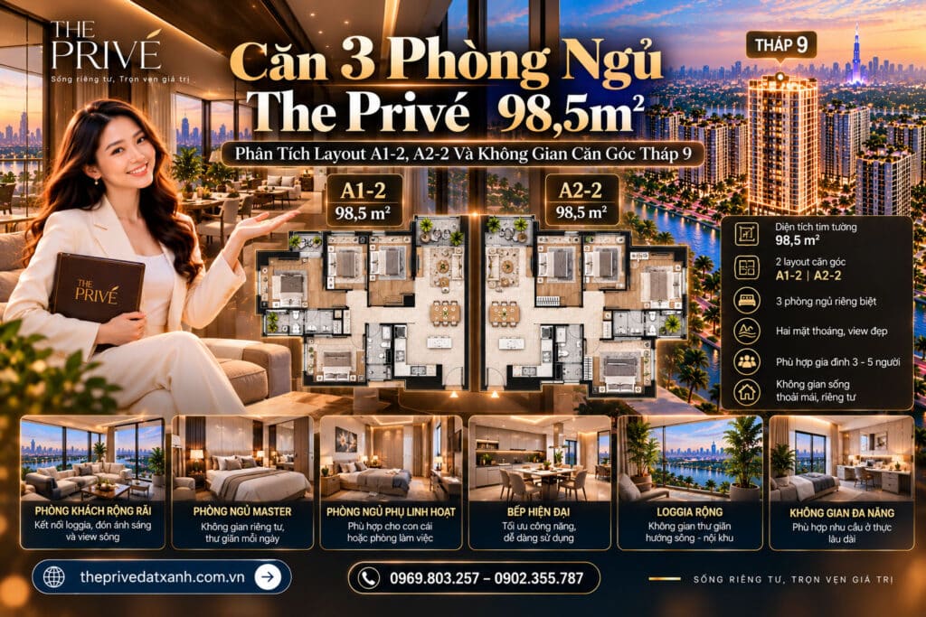 Phân tích căn 3PN The Prive Đất Xanh Quận 2