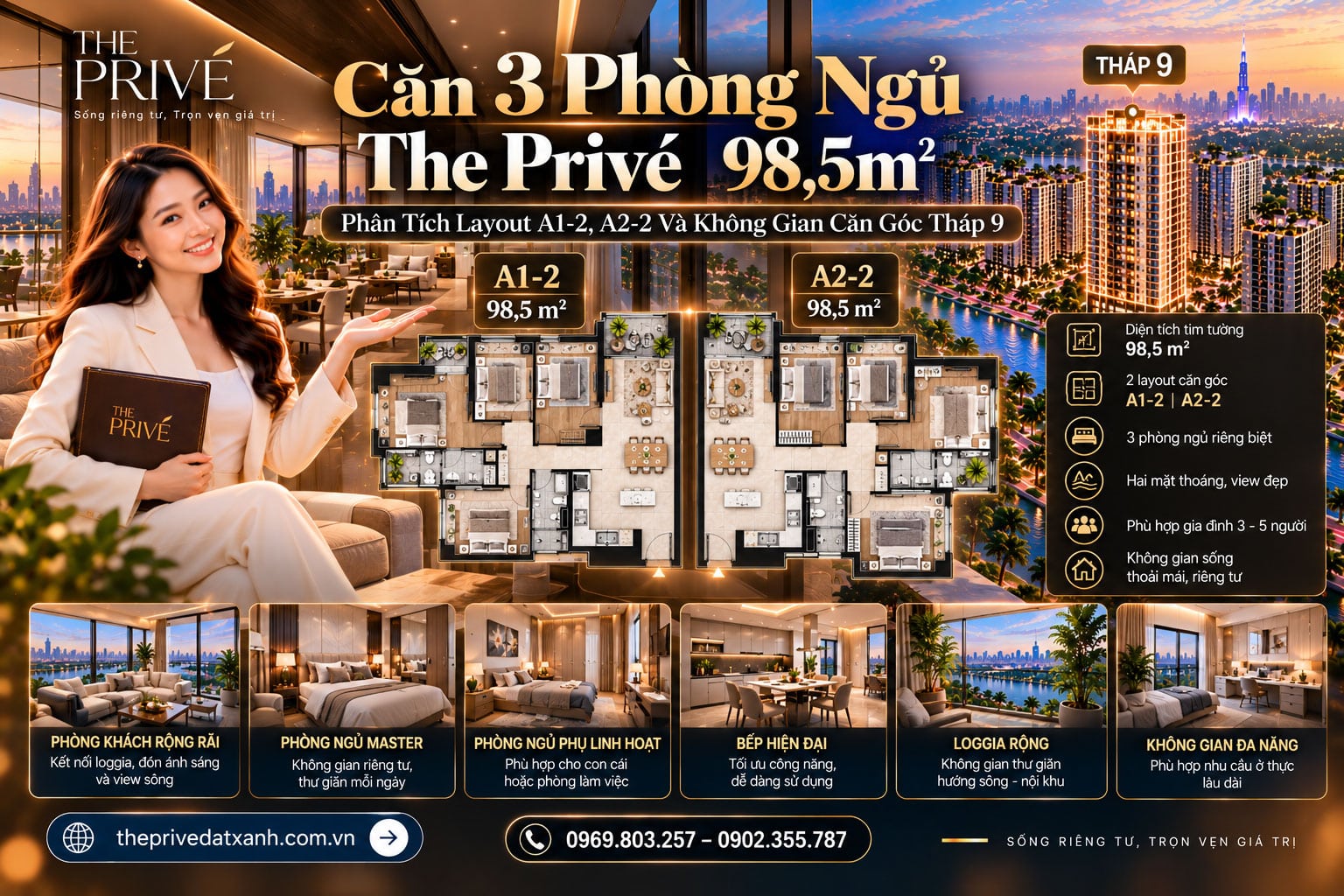 Phân tích căn 3PN The Prive Đất Xanh Quận 2