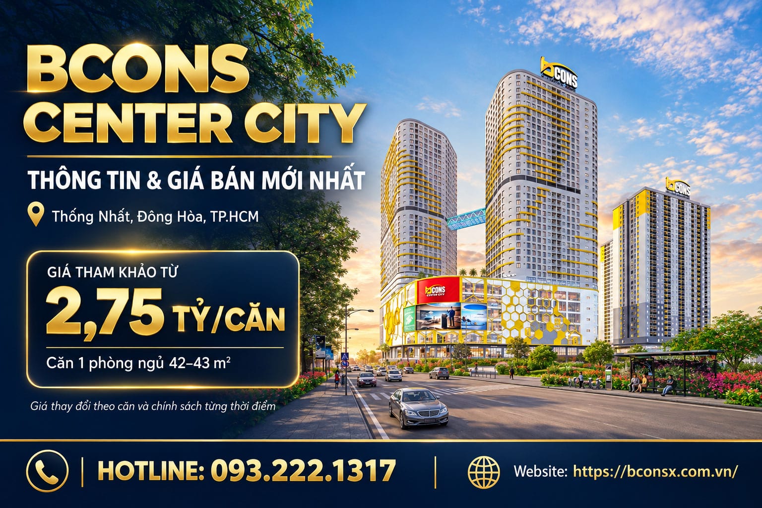 Bcons Center City – Thông tin và giá bán mới nhất